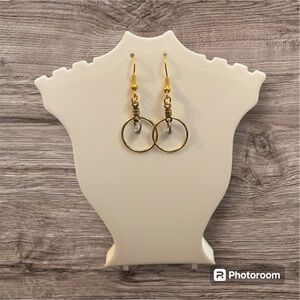 These are handmade with love. Gold rings. They are 1 1/2 inches long.